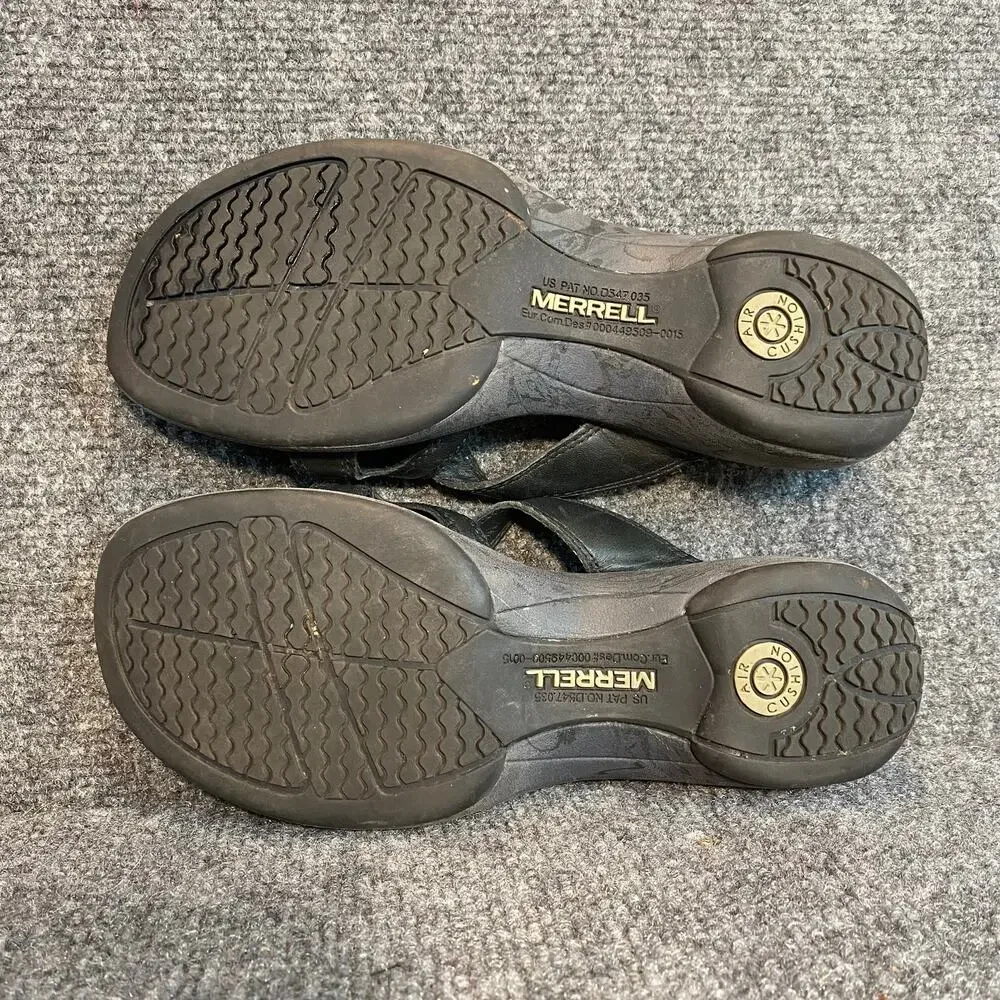 Merrell Black Leather Slide Sandals Comfort Walking Slip On Shoes Womens 8